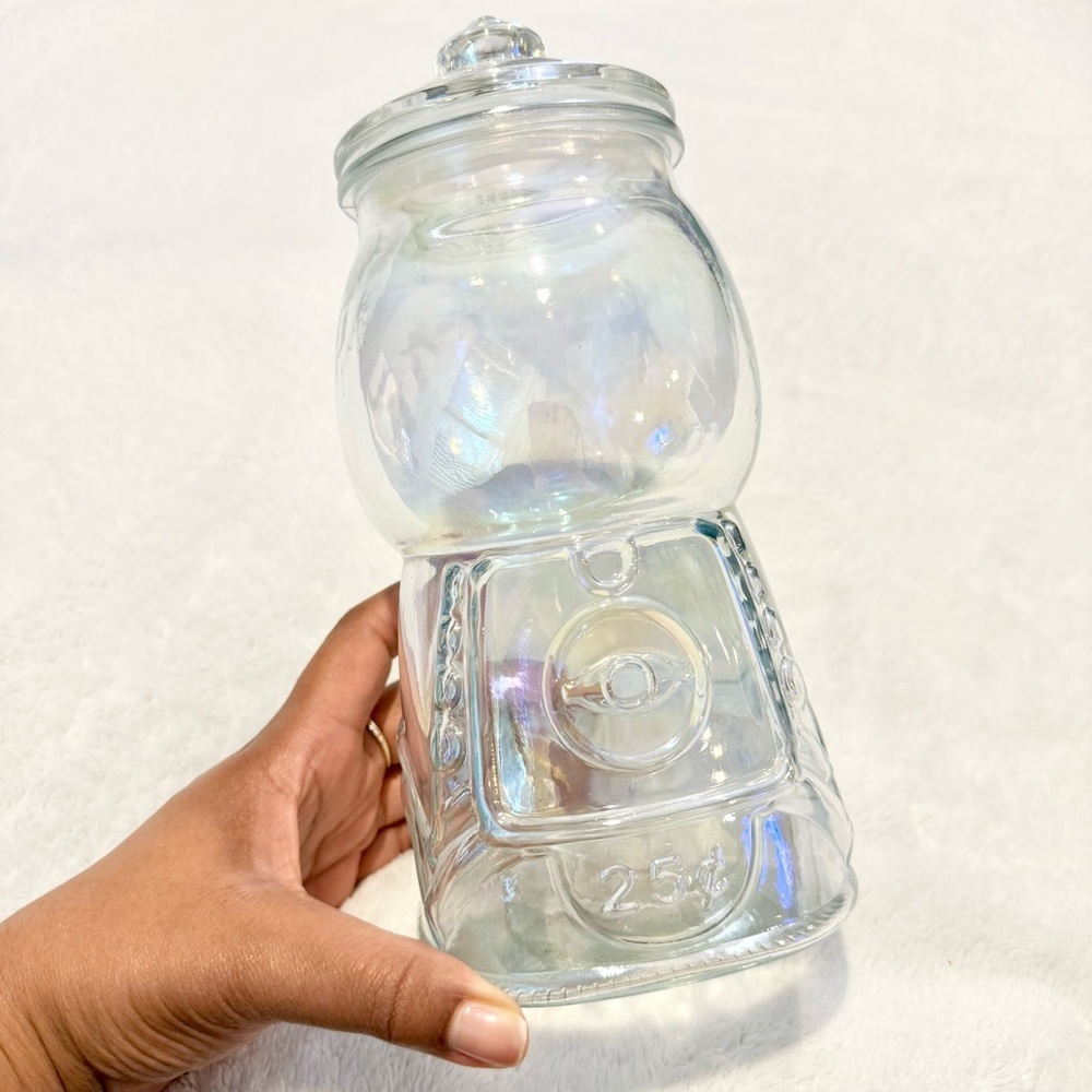 Iridescent Clear Gumball Machine Glass Jar